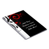 Zwart wit rood omgekeerd Zwirl Aangepast Notitieboek (Rechterzijde)