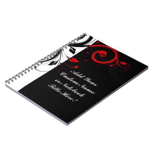 Zwart wit rood omgekeerd Zwirl Aangepast Notitieboek (Linkerzijde)