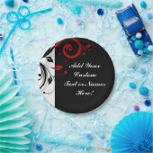 Zwart wit rood omgekeerd Zwirl Aangepast Papieren Bordje (Feest)