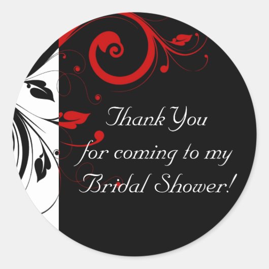 Zwart, wit, rood omgekeerde swirl aangepaste Stick Ronde Sticker (Voorkant)