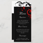 Zwart, wit, rood omgekeerde werveling bruiloft men menu (Voorkant / Achterkant)