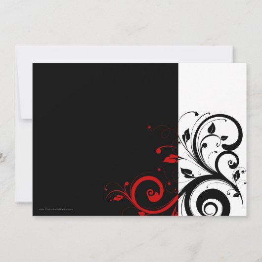 Zwart/wit/rood omgekeerde werveling bruiloft uitno kaart (Achterkant)