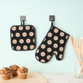 Zwart Wit Rood Oven Mitt en Pot Houders Ovenwant & Pannenlap Set