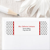 Zwart Wit & Rood Polka Dot Adres Label Sticker (Insitu)
