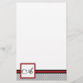 Zwart-wit, rood polks stippen Briefpapier (Voorkant)