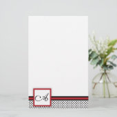 Zwart-wit, rood polks stippen Briefpapier (Staand voorkant)
