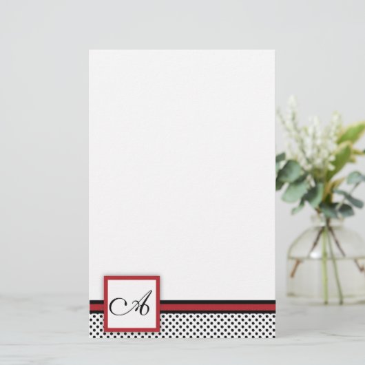 Zwart-wit, rood polks stippen Briefpapier (Staand voorkant)