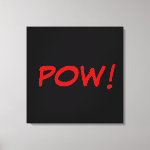 Zwart Wit Rood Pow! Strip Retro Vintage Canvas Afdruk