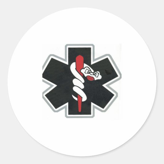 Zwart & Wit & Rood Ronde Sticker (Voorkant)