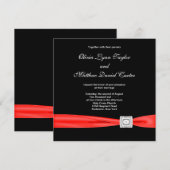 Zwart Wit Rood Rood Zwart Trouwen Kaart (Voorkant / Achterkant)