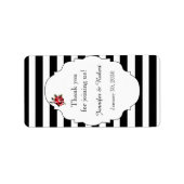 Zwart Wit Rood Roze Bruiloft Lip Balm Label (Voorkant)