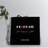 Zwart wit rood script afstuderen naam notitieboek