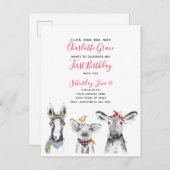 Zwart Wit Rood Script Boerderij Verjaardagsuitnodi Uitnodiging Briefkaart (Voorkant / Achterkant)