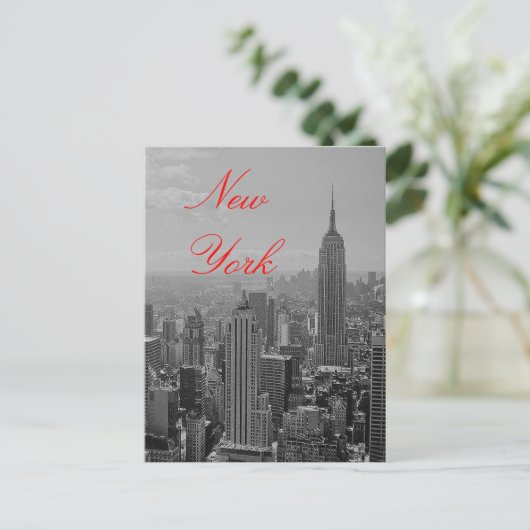 zwart-wit rood script New York Briefkaart (Staand voorkant)