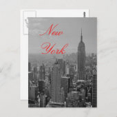  zwart-wit rood script New York Briefkaart (Voorkant / Achterkant)