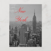  zwart-wit rood script New York Briefkaart (Voorkant)