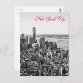 Zwart Wit Rood Script New York City Manhattan Briefkaart (Voorkant / Achterkant)
