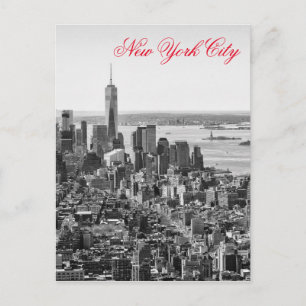 Zwart Wit Rood Script New York City Manhattan Briefkaart