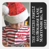 Zwart, wit, rood sneeuwvlok foto retour adres S Vierkante Sticker (Voorkant)