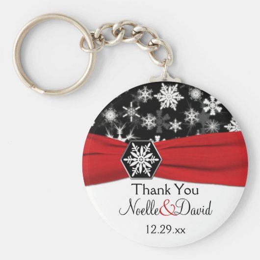 Zwart, wit, rood sneeuwvlokken Sleutelhanger (Voorkant)