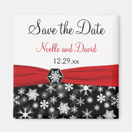 Zwart, wit, rood Sneeuwvlokken sparen de Datummagn Magneet