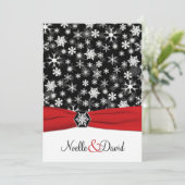 Zwart, Wit, Rood Sneeuwvlokken Uitnodiging voor br (Staand voorkant)