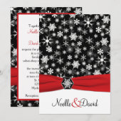 Zwart, Wit, Rood Sneeuwvlokken Uitnodiging voor br (Voorkant / Achterkant)