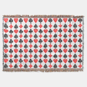 Zwart/Wit/Rood Spelen Kaart Alle Symbolen Lino Cut Deken