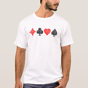 Zwart/Wit/Rood Spelen Kaart Alle Symbolen Lino Cut T-shirt