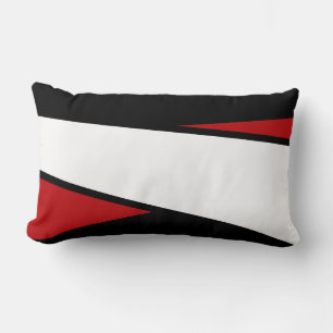 Zwart, wit, rood Stripes design, lumbale piloot Kussen
