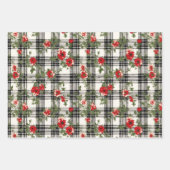Zwart Wit Rood Verdrietig Kerst Plaid Florals Inpakpapier Vel (Voorkant 3)
