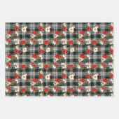 Zwart Wit Rood Verdrietig Kerst Plaid Florals Inpakpapier Vel (Voorkant)