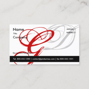 Zwart wit rood visitekaartje Monogram A tot Z