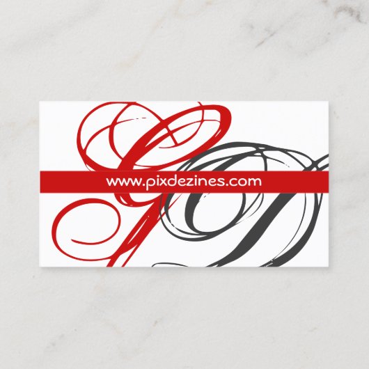 Zwart wit rood visitekaartje Monogram A tot Z (Achterkant)