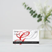 Zwart wit rood visitekaartje Monogram A tot Z (Staand voorkant)