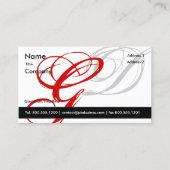 Zwart wit rood visitekaartje Monogram A tot Z (Voorkant)