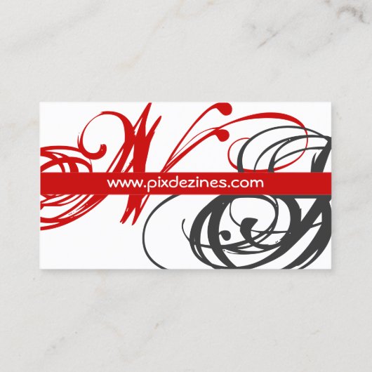 Zwart wit rood visitekaartje Monogram A tot Z (Achterkant)