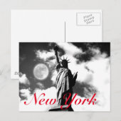 Zwart wit rood Vrijheidsbeeld New York City Briefkaart (Voorkant / Achterkant)