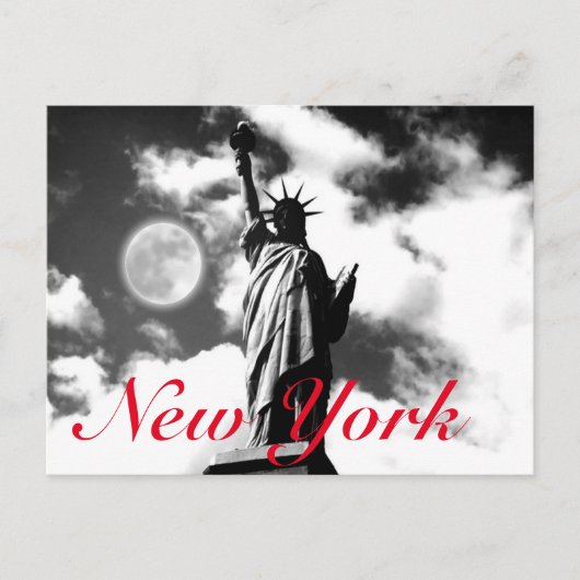 Zwart wit rood Vrijheidsbeeld New York City Briefkaart (Voorkant)