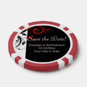 Zwart, Wit, Rood wervelingshuwelijk Sla de datum o Pokerchips (Enkel)