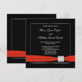 Zwart Wit Rood Zwart Trouwen Kaart (Voorkant / Achterkant)