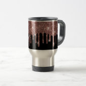 Zwart-wit roodbruin Glitter Travel Mug Reisbeker (Voorkant rechts)