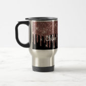 Zwart-wit roodbruin Glitter Travel Mug Reisbeker (Links)