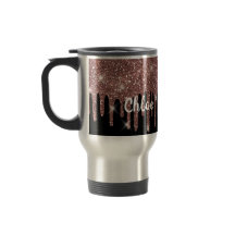 Zwart-wit roodbruin Glitter Travel Mug