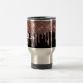 Zwart-wit roodbruin Glitter Travel Mug Reisbeker (Center)