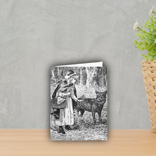 Zwart Wit  Roodkapje Mand Wolf Kaart