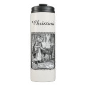 Zwart Wit Roodkapje Mand Wolf Thermosbeker (Voorkant)