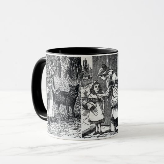 Zwart Wit Roodkapje Tekeningen Mok (Voorkant links)