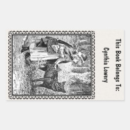 Zwart Wit Roodkapje Wolf in Lijst Rechthoekige Sticker