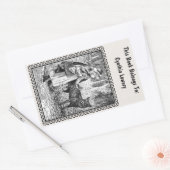  Zwart Wit Roodkapje Wolf in Lijst Rechthoekige Sticker (Envelop)